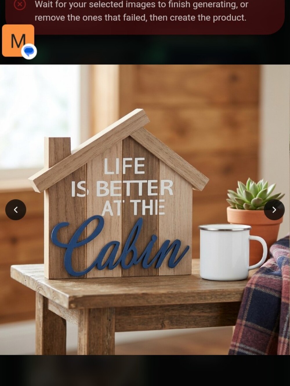 Wooden 'Life Is Better at the Cabin' Sign - Blue Script